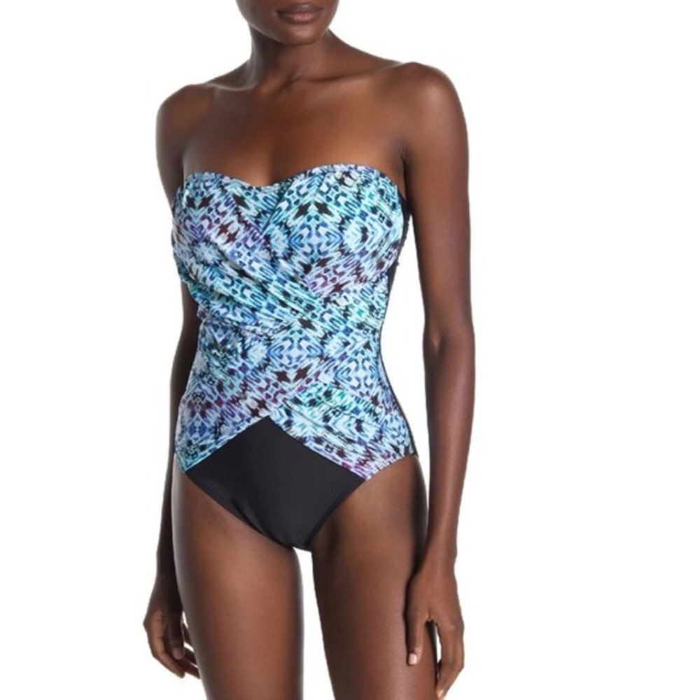 Athena Color Coded Print Strapless Swimsuit